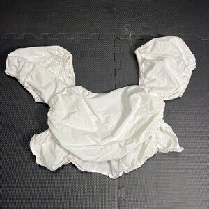 Altard State White Off-Shoulder Peasant Top XL Puff Sleeves Smocked Waist Ruffle